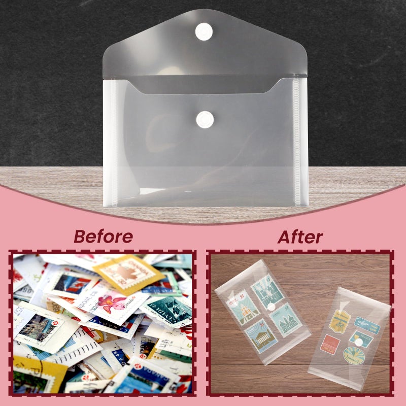 Vmiapxo 40 Pack Stamp and Die Storage Pockets  Reusable Small Plastic Envelopes Waterproof Sticker Organizer Receipt Holder Photo Storage Folders (4"" x 6"") - Image 5
